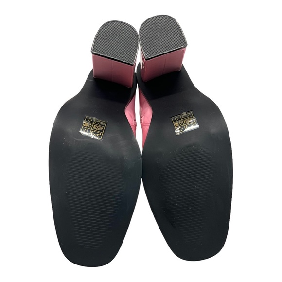 Raid ASOS Saylor Barbie Pink Patent Block Heel Mid Calf Boots Women’s 8 Wide Fit - Picture 14 of 16